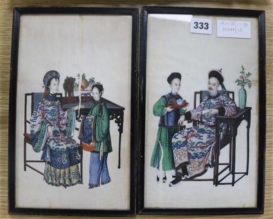 Three Oriental pith paintings